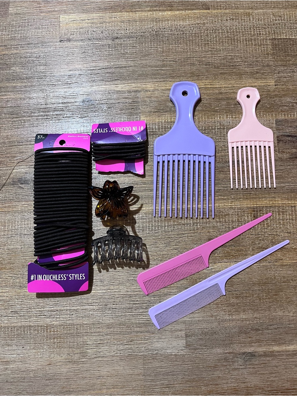 Hair Picks Combs Tails Elastic Bands